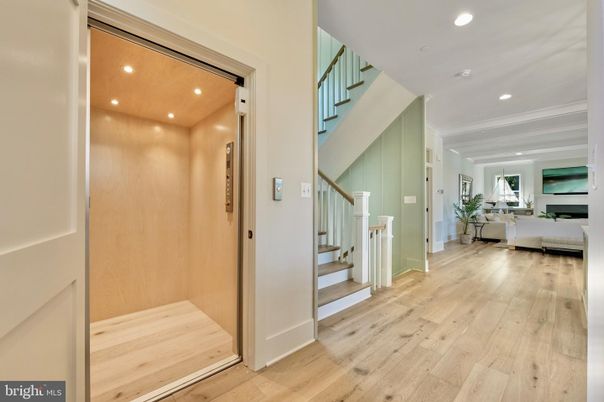 Elevator, Interior, Recessed Lighting, Wooden Ceilings, Wood Texture Flooring, Wooden Walls