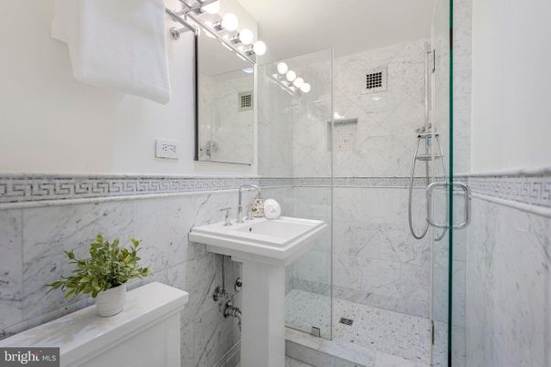 Bathroom, Glass Shower, Interior, Marble Walls