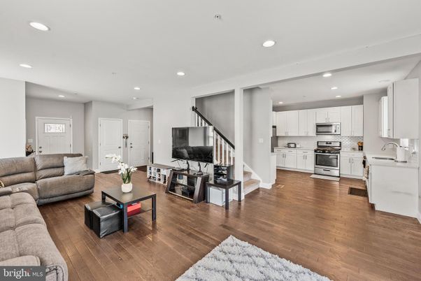 Interior, Kitchen, Living room, Recessed Lighting, Stainless Steel Appliances, Wood Texture Flooring