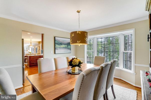 Dining room, Interior, Pendant Lights, Recessed Lighting, Wood Texture Flooring