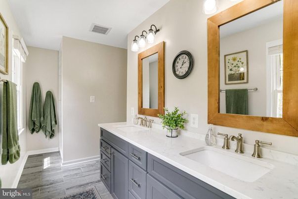 Bathroom, Dual Sink Vanities, Interior, Wood Texture Flooring