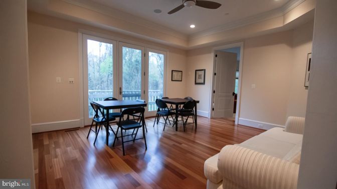 Dining room, Interior, Recessed Lighting, Wood Texture Flooring