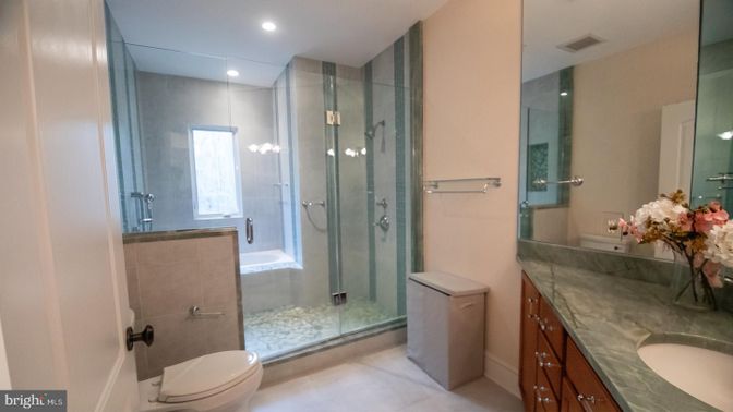 Bathroom, Dual Sink Vanities, Glass Shower, Interior, Recessed Lighting