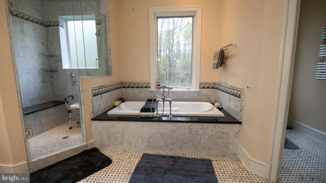 Bathroom, Glass Shower, Interior, Marble Walls