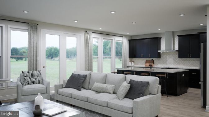 Interior, Kitchen, Living room, Recessed Lighting, Wood Texture Flooring