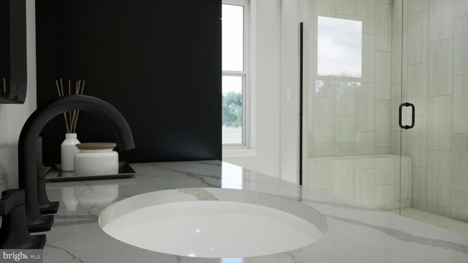 Bathroom, Glass Shower, Interior, Marble