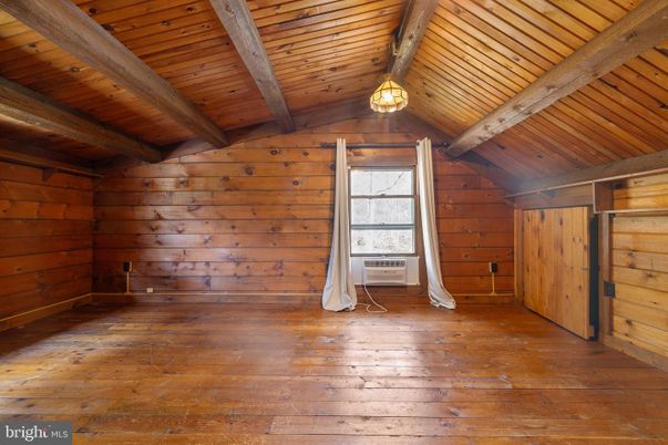 Empty room, Interior, Pendant Lights, Wooden Beams, Wooden Ceilings, Wood Texture Flooring, Wooden Walls