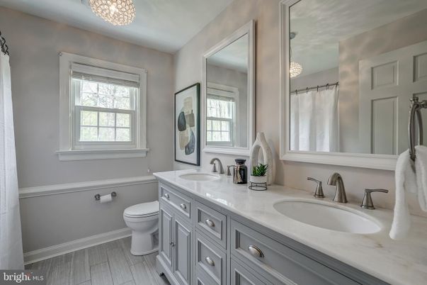 Bathroom, Dual Sink Vanities, Interior, Wood Texture Flooring