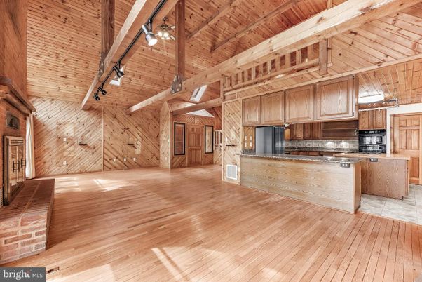 Empty room, Interior, Kitchen, Wooden Beams, Wooden Ceilings, Wood Texture Flooring, Wooden Walls