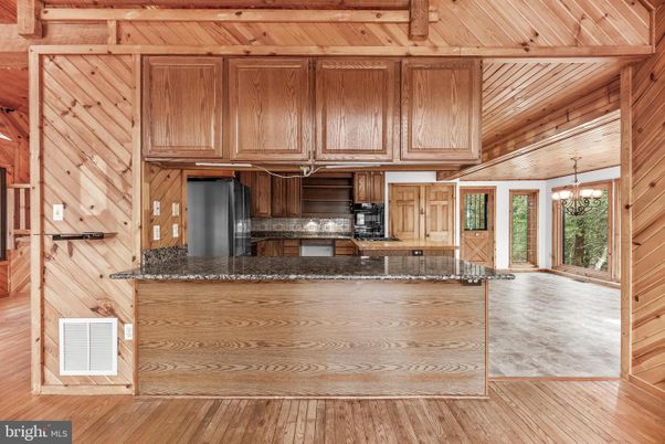 Chandelier, Interior, Kitchen, Wooden Beams, Wooden Ceilings, Wood Texture Flooring, Wooden Walls