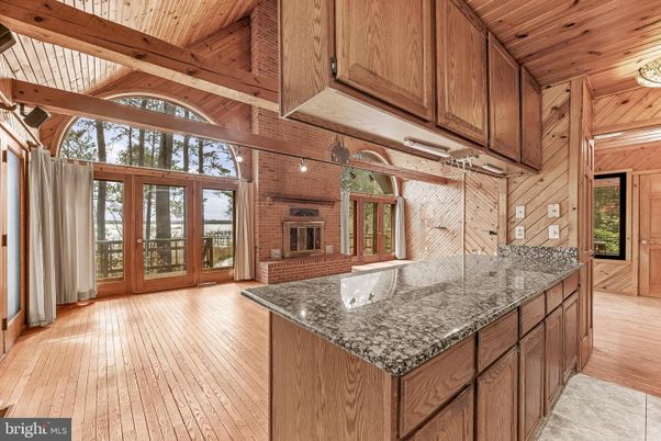 Fireplace, Interior, Kitchen, Stone Walls, Wooden Beams, Wooden Ceilings, Wood Texture Flooring, Wooden Walls
