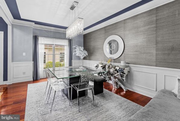 Chandelier, Dining room, Interior, Wood Texture Flooring