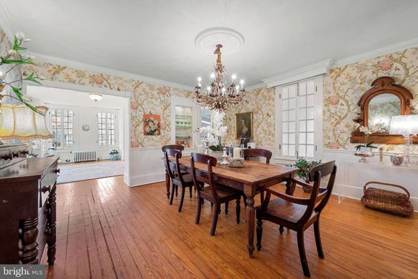 Chandelier, Dining room, Interior, Wood Texture Flooring