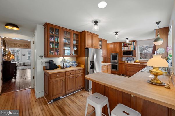 Interior, Kitchen, Pendant Lights, Stainless Steel Appliances, Wood Texture Flooring