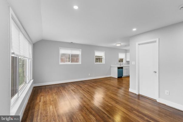 Empty room, Interior, Kitchen, Recessed Lighting, Wood Texture Flooring