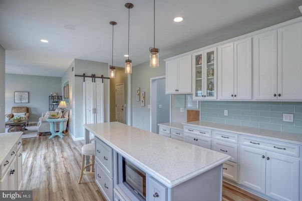 Interior, Kitchen, Pendant Lights, Recessed Lighting, Wood Texture Flooring