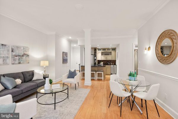 Dining room, Interior, Kitchen, Living room, Recessed Lighting, Wood Texture Flooring