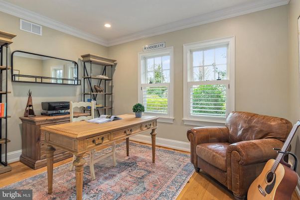 Home Office, Interior, Recessed Lighting, Wood Texture Flooring