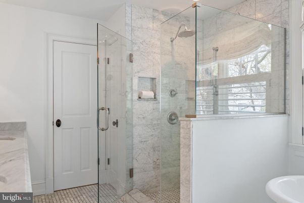 Bathroom, Glass Shower, Interior, Marble Walls
