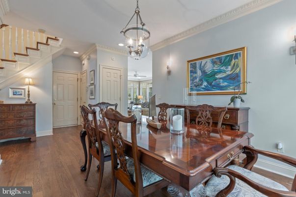 Chandelier, Dining room, Interior, Pendant Lights, Recessed Lighting, Wood Texture Flooring