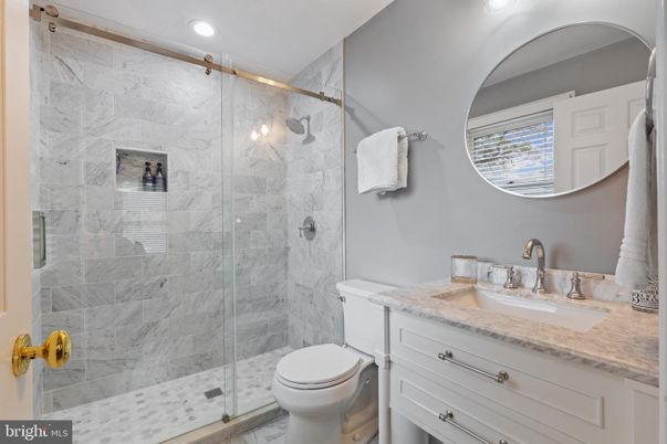 Bathroom, Glass Shower, Interior, Marble Walls, Recessed Lighting
