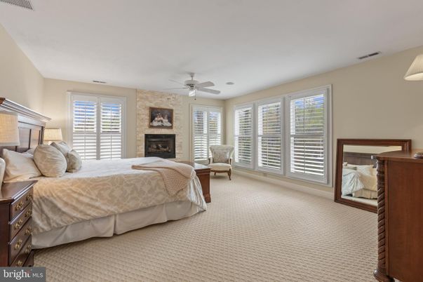 Bedroom, Fireplace, Interior