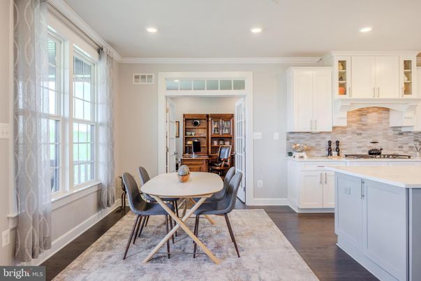 Dining room, Interior, Kitchen, Recessed Lighting, Wood Texture Flooring