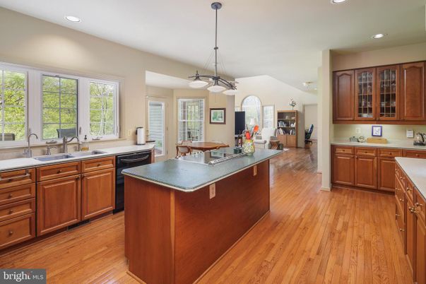 Dining room, Fireplace, Interior, Kitchen, Living room, Pendant Lights, Recessed Lighting, Wood Texture Flooring