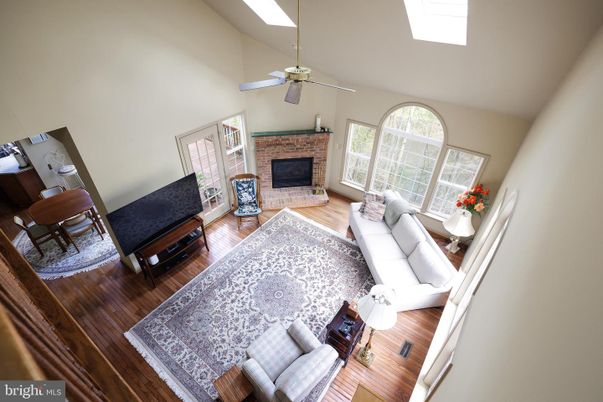 Dining room, Fireplace, Interior, Living room, Stone Walls, Wood Texture Flooring