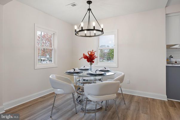 Chandelier, Dining room, Interior, Pendant Lights, Wood Texture Flooring