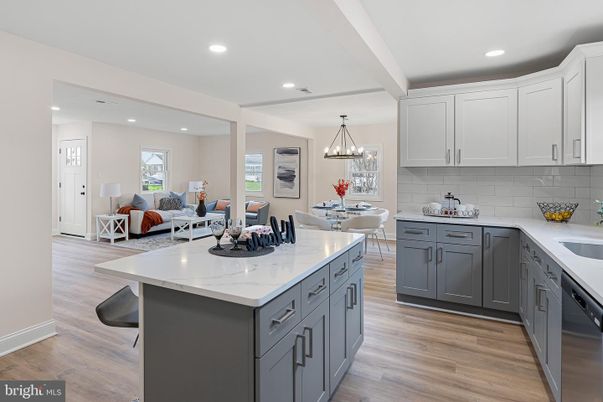 Chandelier, Dining room, Interior, Kitchen, Living room, Pendant Lights, Recessed Lighting, Wood Texture Flooring