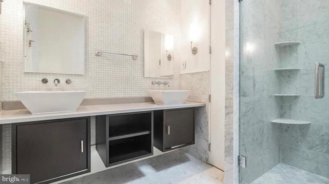 Bathroom, Glass Shower, Interior, Marble Walls
