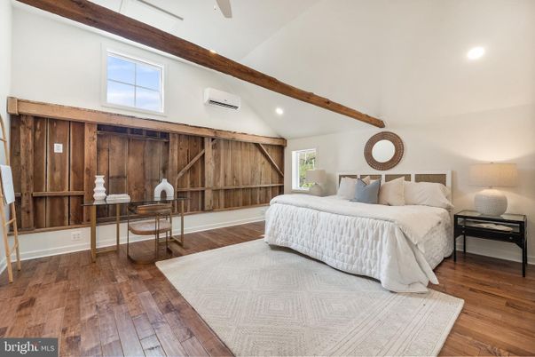 Bedroom, Interior, Recessed Lighting, Wooden Beams, Wood Texture Flooring