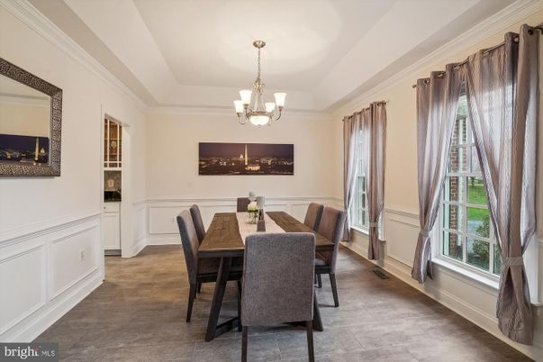 Chandelier, Dining room, Interior, Wood Texture Flooring