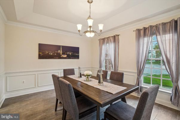 Chandelier, Dining room, Interior, Wood Texture Flooring