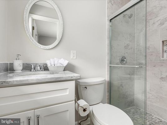 Bathroom, Glass Shower, Interior, Marble Walls