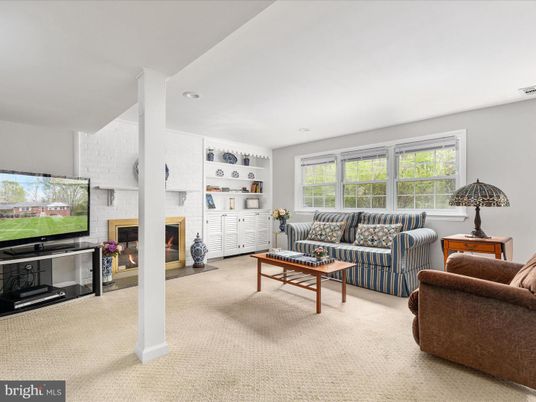 Fireplace, Interior, Living room, Recessed Lighting, Stone Walls