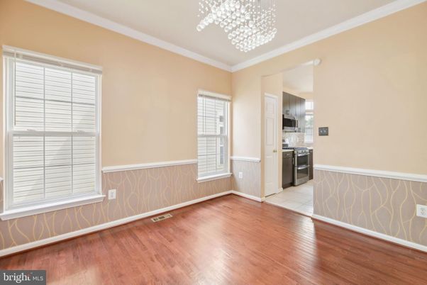 Empty room, Interior, Kitchen, Pendant Lights, Wood Texture Flooring