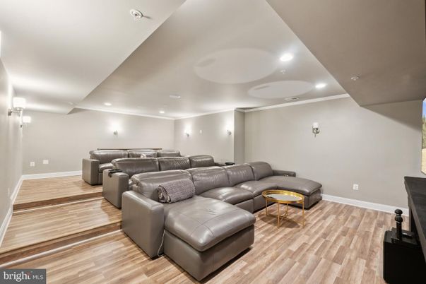 Home Theatre Room, Interior, Recessed Lighting, Theatre Room, Wood Texture Flooring