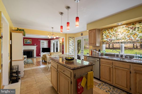 Dining room, Fireplace, Interior, Kitchen, Living room, Pendant Lights, Recessed Lighting