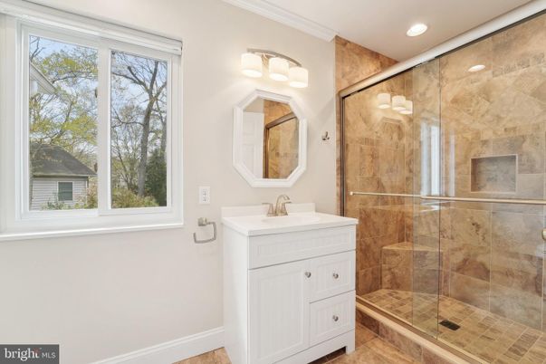 Bathroom, Glass Shower, Interior, Recessed Lighting