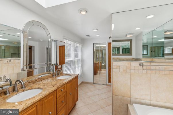 Bathroom, Dual Sink Vanities, Glass Shower, Interior, Recessed Lighting