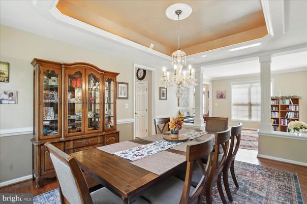 Chandelier, Dining room, Interior, Wood Texture Flooring