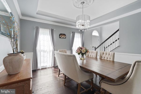 Chandelier, Dining room, Interior, Wood Texture Flooring