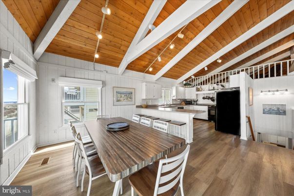Dining room, Interior, Kitchen, Wooden Beams, Wooden Ceilings, Wood Texture Flooring