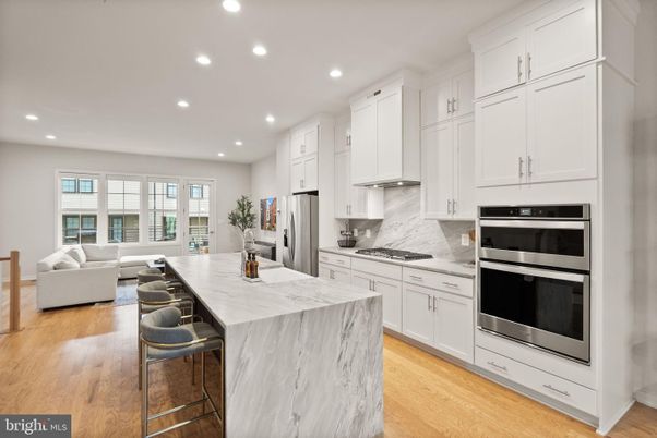 Interior, Kitchen, Living room, Recessed Lighting, Stainless Steel Appliances, Wood Texture Flooring