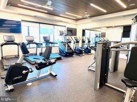 Fitness Equipment, Gym, Interior, Recessed Lighting