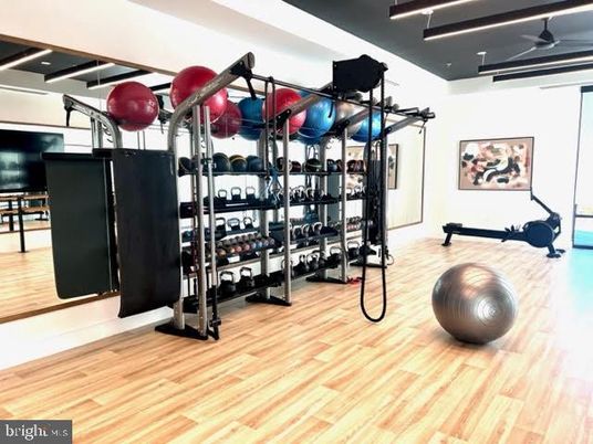 Fitness Equipment, Gym, Interior, Wood Texture Flooring