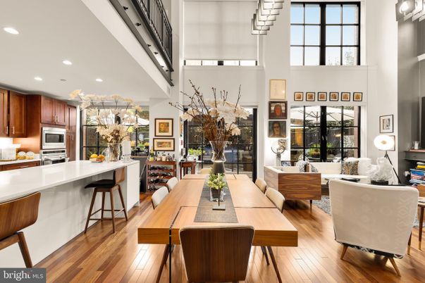 Dining room, Interior, Kitchen, Living room, Recessed Lighting, Stainless Steel Appliances, Wood Texture Flooring