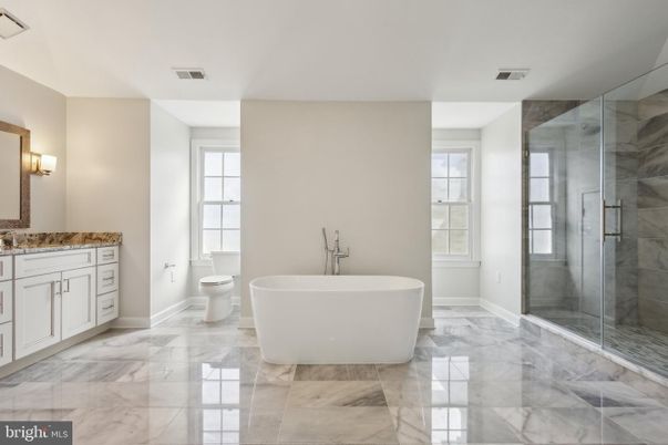 Bathroom, Free Standing Baths, Glass Shower, Interior, Marble